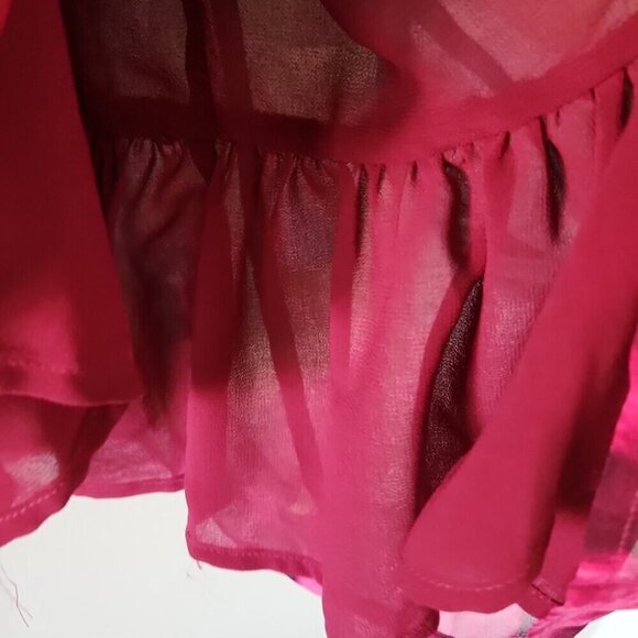 MARC JACOBS | 100% SILK dress Floral Sheer Sleeves Magenta Pink Blue Roses Sz 6 - Picture 5 of 6